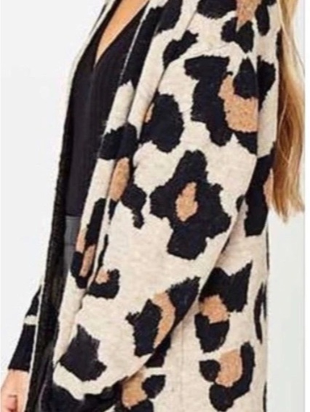 pink desert state Animal Print Cardigan in Black & Cream Size Small Like New